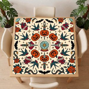 Retro Tattoo Halloween Mahjong Poker Mat Non Slip Noise Reducing <strong>Table</strong> Cover 3mm - Product Image 1