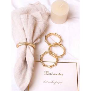 Anneaux de serviette élégants pour décoration de table de mariage, en métal doré, vente en gros, avec accent floral, style vintage, pour dîner - Product Image 4