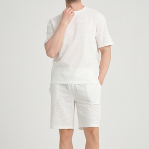 Men’s Summer <b>Linen</b> Lounge <b>Set</b> – Breathable Short Sleeve T-Shirt & Drawstring Shorts 2 Piece Casual Co-Ord <b>Set</b> Made in Pakistan - Product Image 4