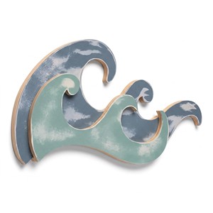 Sculpture murale en bois d'acacia sculpté à la main, motif vague océanique - Vente en gros - Product Image 6