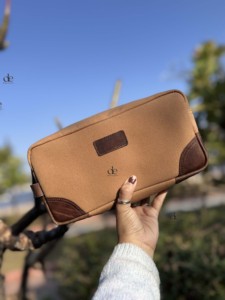 New Arrival Genuine Leather Zipper <b>Men</b> & Women <b>Toiletry</b> Organizer Travel Cosmetic real Leather Makeup <b>Bags</b> With Handle - Product Image 3