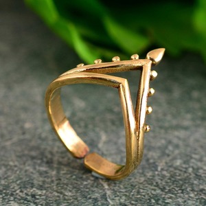Dernier design de bague Chevron, bijoux bohèmes en laiton pour femmes, plaqué or 18 carats, motif géométrique tribal perlé, pour la vente en gros/OEM/ODM - Product Image 6