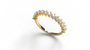 Luxury 18K Gold Pear Cut Diamond Ring Slanted Teardrop Half Eternity Cluster Band Stackable Wedding Ring Band Gift for Women - Product Image 2