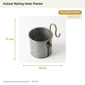 Handmade Galvanised Iron <b>Railing</b> <b>Planter</b> Hammered Zinc Hooks 16 cm for Any Rail for Home Decor Baskets Accessories - Product Image 4
