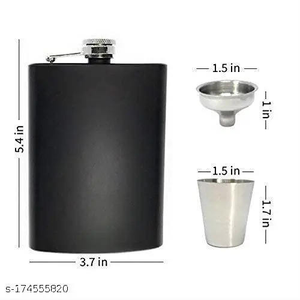 Flacon de poche avec entonnoir 10oz en acier inoxydable noir mat – Bouteille à vodka et whisky la plus vendue - Product Image 4