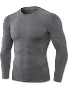 Men Crew Neck MMA Rash Guard Compression Shirt <b>Long</b> <b>Sleeve</b> Athletic <b>Base</b> <b>Layer</b> Rash Guard For Gym Training Running Cycling Top - Product Image 1