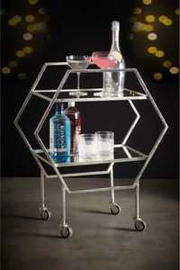 Carrito de Bar Minimalista de Metal Negro de 2 Niveles, Carrito de Servicio para Cocina con Barandillas, Carrito Móvil para Bebidas, Estación de Café para Sala de Estar - Product Image 6