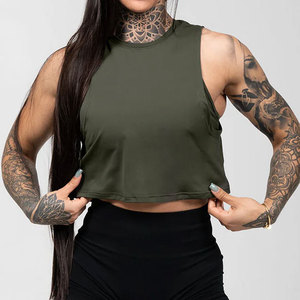 New Streetwear Wholesale Custom Rib <b>Material</b> Casual Wear Crop Top Slim Fit High Quality 220gsm Stretchable Women's Tank Tops - Product Image 4