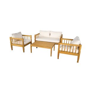 Set di Mobili da Patio a 4 Pezzi con Tavolino, Cuscini Spessi, Set da Conversazione per Esterni di Ba - Product Image 6