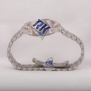 Montre de luxe classique en acier inoxydable avec diamants glacés pour homme, cadran en moissanite VVS, montre-bracelet personnalisée en or rose tendance - Product Image 2