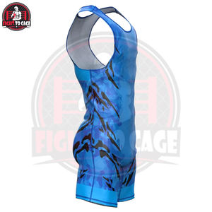 Équipement sportif professionnel, vente en gros de combinaisons de lutte tendance imprimées en spandex et polyester, vêtements d'arts martiaux à col rond - Product Image 3