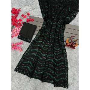 Magnifique sari pour femmes pour les fêtes avec des broderies de sequins - Product Image 3