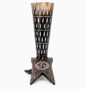 Handcrafted Natural Buffalo Horn Drinking Cup Viking Ale Mead <b>Beer</b> Horn Mug with Wooden Display Stand Medieval Gift - Product Image 1