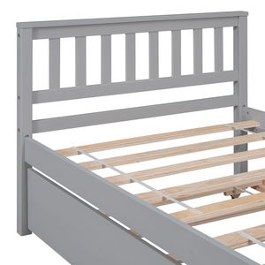 Cama doble con plataforma y cama nido, cabecero y piecero para espacios pequeños, sin necesidad de somier, color verde - Product Image 5