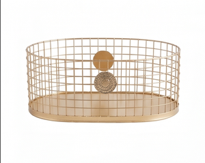 Handmade <b>Gold</b> Plated Metal Wire <b>Basket</b> With Elegant Design Perfect For Kitchen Fruit <b>Storage</b> And Hotel Essentials - Product Image 2
