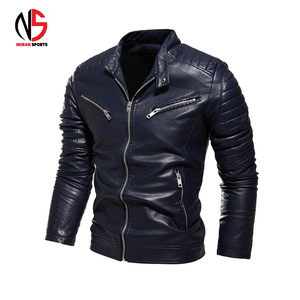 Men's Women's Genuine Leather Waterproof Breathable <b>Mandarin</b> <b>Collar</b> Winter Motorcycle Biker Outerwear OEM Service <b>Jacket</b> - Product Image 2