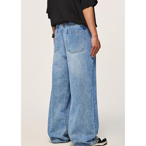 Pantalones Vaqueros de Mezclilla para Hombre, Estilo Vintage, Invierno, Tejido Sólido, Corte Recto, Ajuste Holgado, Lavado Enzimático, Color Azul - Product Image 5