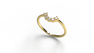 Luxury 18K Gold Curved Round Diamond <b>Ring</b> Contoured Chevron Wedding Band Dainty Arch <b>Stacking</b> <b>Ring</b> Fine Jewelry Gift for Women - Product Image 2