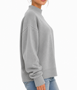 Sudadera de cuello alto con efecto desgastado para mujer, con logo personalizado, de forro polar oversize, hombros caídos, estilo streetwear, top de invierno - Product Image 2