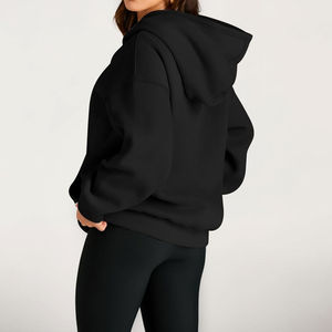 Sweat-shirt à capuche ample et décontracté pour femme en mélange de coton 220g, coupe oversize à épaules tombantes, manches longues, idéal pour le streetwear décontracté - Product Image 5
