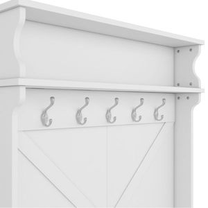 White Hall Tree Coat Rack with 5 <b>Hooks</b> and Storage Bench Entryway Bench with Drawer <b>Display</b> Shelf for Hallway - Product Image 3