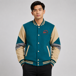 Men Varsity Jacket Custom Logo Soft Comfortable Casual Baseball Bomber Streetwear Varsity Jacket Wholesale High Quality - Product Image 1