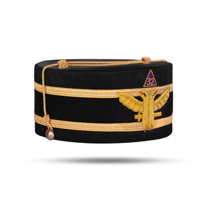 Gold Bullion Embroidered 32nd Degree Scottish Rite Crown <b>Cap</b> Luxury Ceremonial Velvet <b>Hat</b> Double Eagle Gold Thread Embroidery - Product Image 2