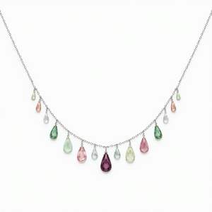 Collar con Múltiples Formas y Piedras, Plata de Ley 925, Chapado en Oro de 18K, 16 Pulgadas, Collar con Dijes, Joyería de Plata a Precio de Mayoreo - Product Image 6