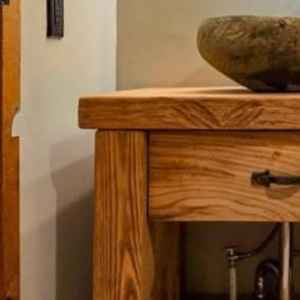 Mueble de baño de madera maciza hecho a mano con cajón de almacenamiento y estante inferior, muebles de madera para un diseño de baño de lujo. - Product Image 4