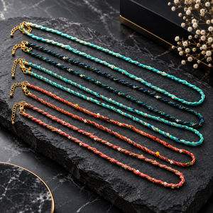 Collar de Cordón de Seda Trenzado Hecho a Mano Estilo Bohemio para Mujer, Joyería Textil Multicolor con Detalles en Oro, Ajustable, para Fiestas - Product Image 6