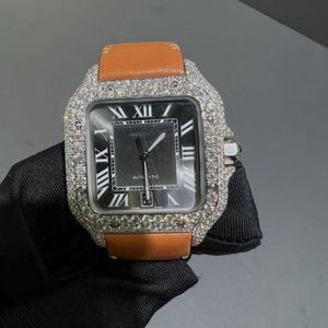 Reloj Digital de Alta Calidad con Diamantes Cultivados en Laboratorio, Caja Cuadrada de Aleación, Esfera de 40 mm, Estilo Ejecutivo, Cristal, Hip Hop - Product Image 2