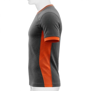 Maillot de football à manches courtes respirant et ajusté pour homme - Gris anthracite et orange, en maille tricotée - Product Image 5
