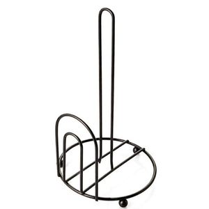 Modern Minimalist Iron Paper <b>Holder</b> Circular Free Standing Kitchen <b>Towel</b> Stand <b>Black</b> - Product Image 1