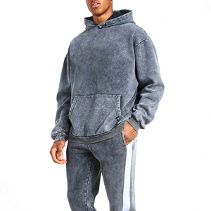 Conjunto Deportivo Vintage con Lavado Ácido Personalizado para Hombre, Sudadera con Capucha y Pantalones Deportivos con Parches Desgastados - Product Image 4