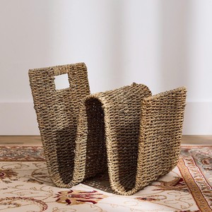 Porte-revues en jonc de mer tressé, support de rangement fait main pour livres, journaux et décoration intérieure, organisateur durable en fibres naturelles - Product Image 2