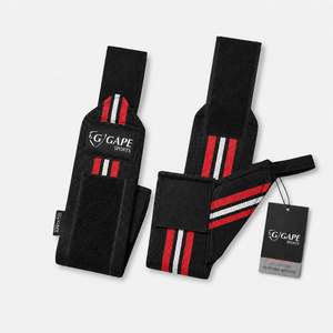 สายรัดข้อมือ GAPE SPORTS สีดำ แดง ขาว ปรับได้ด้วยแถบตีนตุ๊กแก สำหรับยกน้ำหนัก ฝึกความแข็งแรง ราคาถูก - Product Image 3