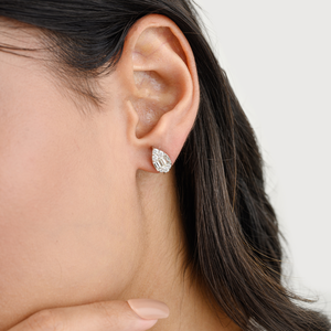 18K Pear Shape Diamond Cluster <b>Earrings</b> for Her - Product Image 4