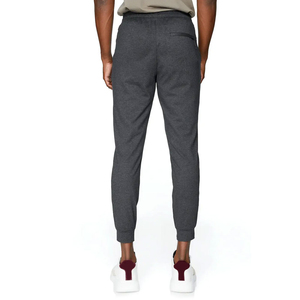 Pantalon de jogging décontracté pour homme, taille élastique, cordon de serrage, poches latérales, mélange de coton mi-lourd, gris, pour l'automne - Product Image 2