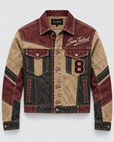 Veste en jean vintage patchwork pour homme, col rabattu, boutonnage simple, color block, vêtement d'extérieur automne, prix de gros