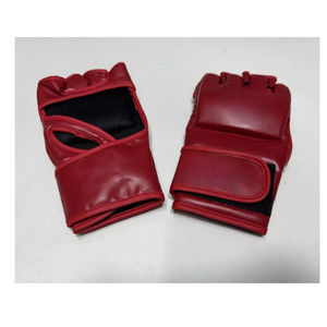 <b>Half</b> Finger Leather MMA Gloves With Velcro Wrist Strap For Martial Arts Training Unisex Adult Size - Product Image 1