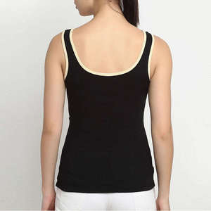 Débardeur pour femme à motif uni, col rond, tricoté en coton et élasthanne, style minimaliste, respirant, séchage rapide, longueur longue - Product Image 2