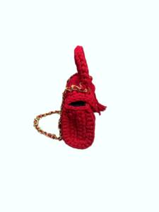 Sac à main rouge en crochet fait main pour femmes |   Sac bandoulière rouge de créateur avec chaîne et cadenas |   Sac à main élégant fait main pour les soirées - Product Image 3