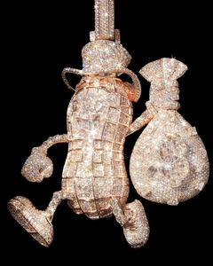 CONCEPTION Colgante Personalizado de Moissanita con Forma de Cacahuete y Bolsa de Dinero, Estilo Hip Hop Bling, Chapado en Oro Rosa sobre Plata 925, Certificado GRA - Product Image 6