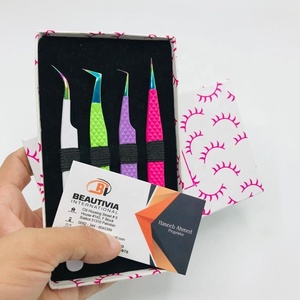 Pinzas profesionales de Extensión de pestañas de acero inoxidable de alta calidad, aplicador de punta puntiaguda con logotipo de Color personalizado, muestra gratis - Product Image 2