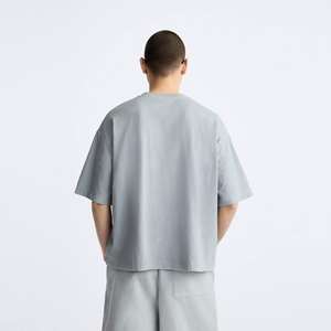 100% Cotton Men Drop Shoulder Loose Fit Plus Size Printed Thick Heavyweight Breathable Quick Dry Custom Oem Boxy Blank T-shirt - Product Image 6