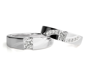 925 Sterling Silver Cubic Zirconia Christian <b>Wedding</b> <b>Couple</b> <b>Rings</b> - Product Image 1