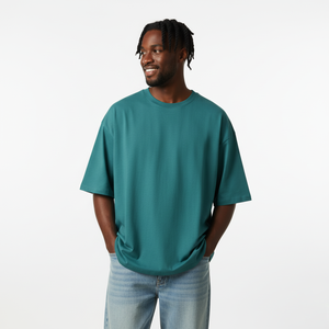 T-shirts surdimensionnés personnalisés pour hommes, 100% coton épais, col montant, t-shirt uni surdimensionné pour hommes - Product Image 1