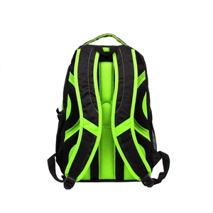 Sac à dos unisexe vert néon et noir, 2 compartiments zippés, sac de voyage, d'école ou de sport, 30-40L, résistant à l'eau, avec coussin d'air - Product Image 2