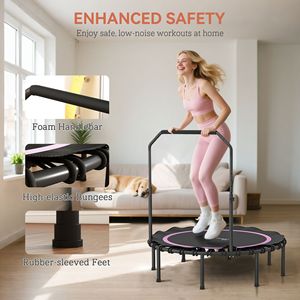 Mini Trampolín Plegable de 48 Pulgadas para Adultos, Interior y Exterior, Color Rosa, con Barra Ajustable - Product Image 6