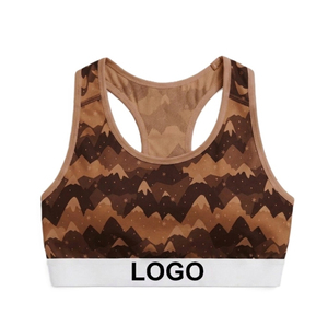 Padded Sports Bra Girls Medium Support Mesh Print for Gym Workout Yoga Running Fitness Comfortable Breathable <b>Top</b> Wear - Product Image 4